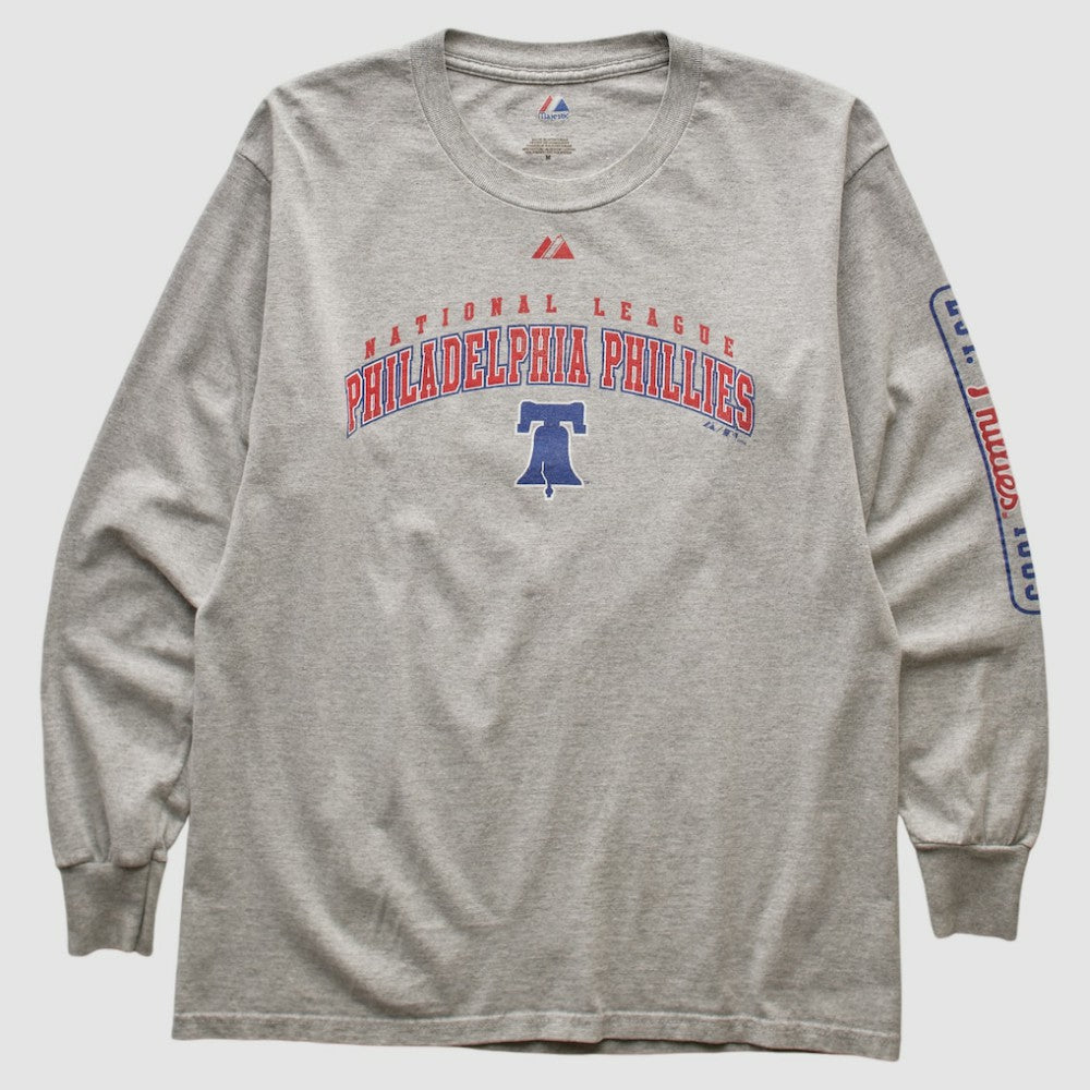 Philadelphia Phillies Majestic 2000s Long Sleeve T-shirt - Heather Gray - S by Fanatics Real Vintage T-shirts