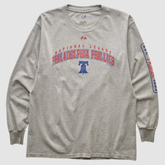 Philadelphia Phillies Majestic 2000s Long Sleeve T-shirt - Heather Gray - S by Fanatics Real Vintage T-shirts
