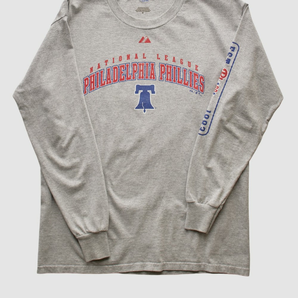 Philadelphia Phillies Majestic 2000s Long Sleeve T-shirt - Heather Gray - S by Fanatics Real Vintage T-shirts