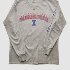 Philadelphia Phillies Majestic 2000s Long Sleeve T-shirt - Heather Gray - S by Fanatics Real Vintage T-shirts