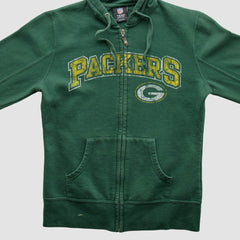 Green Bay Packers NFL 2010s Hooded Full Zip Sweatshirt Green Vintage