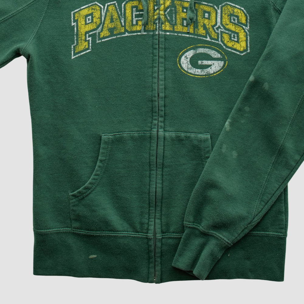 Green Bay Packers NFL 2010s Hooded Full Zip Sweatshirt Green Vintage