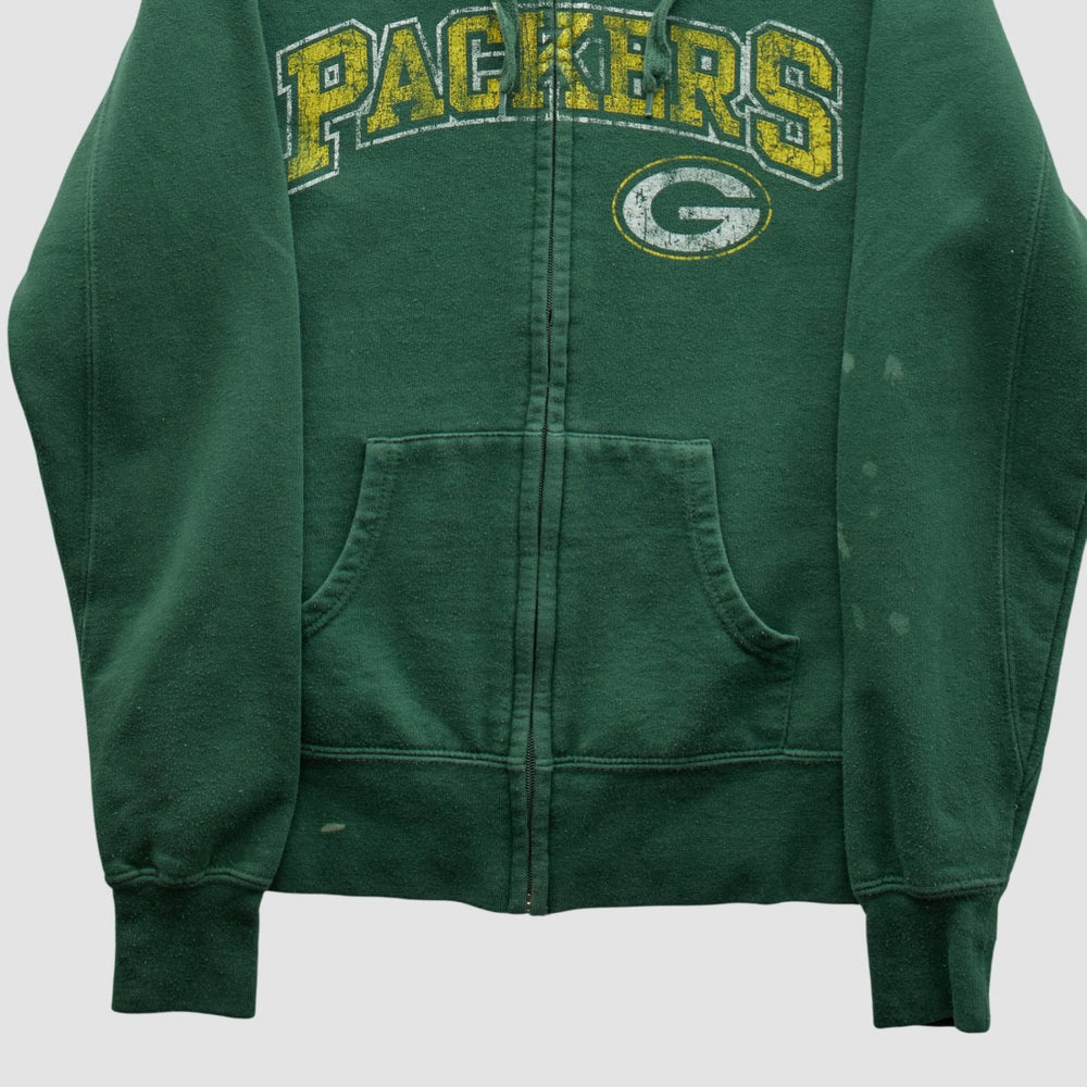 Green Bay Packers NFL 2010s Hooded Full Zip Sweatshirt Green Vintage