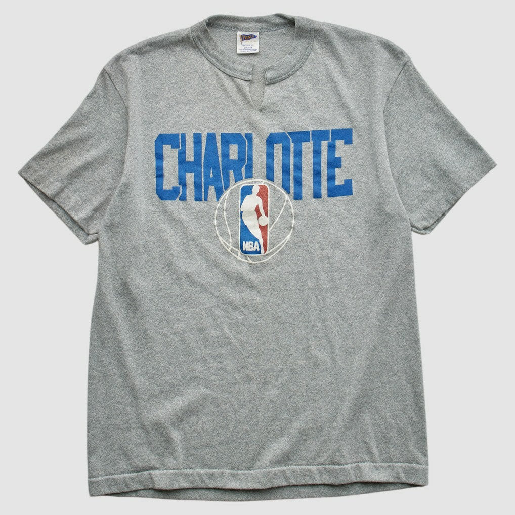 Charlotte Hornets Trench 90s T-shirt Heather Gray Vintage