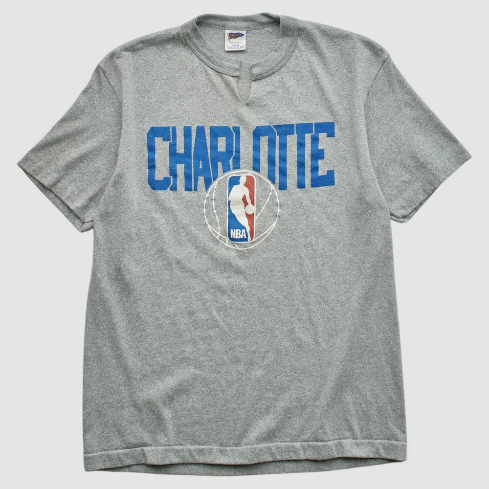 Charlotte Hornets Trench 90s T-shirt Heather Gray Vintage