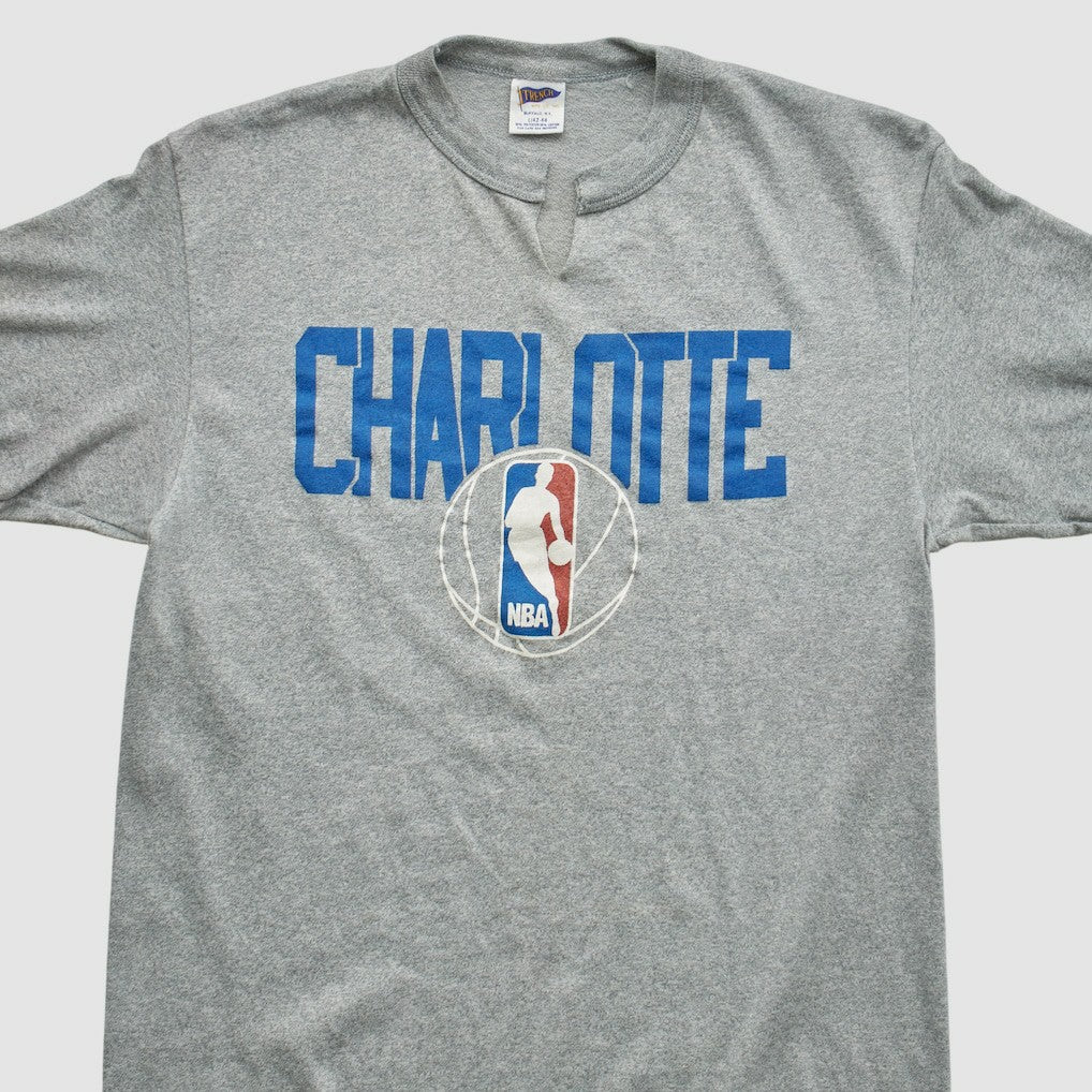 Charlotte Hornets Trench 90s T-shirt Heather Gray Vintage