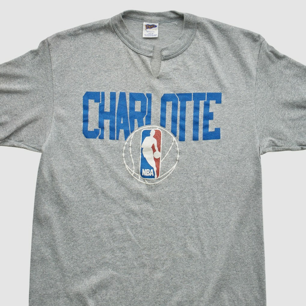 Charlotte Hornets Trench 90s T-shirt Heather Gray Vintage