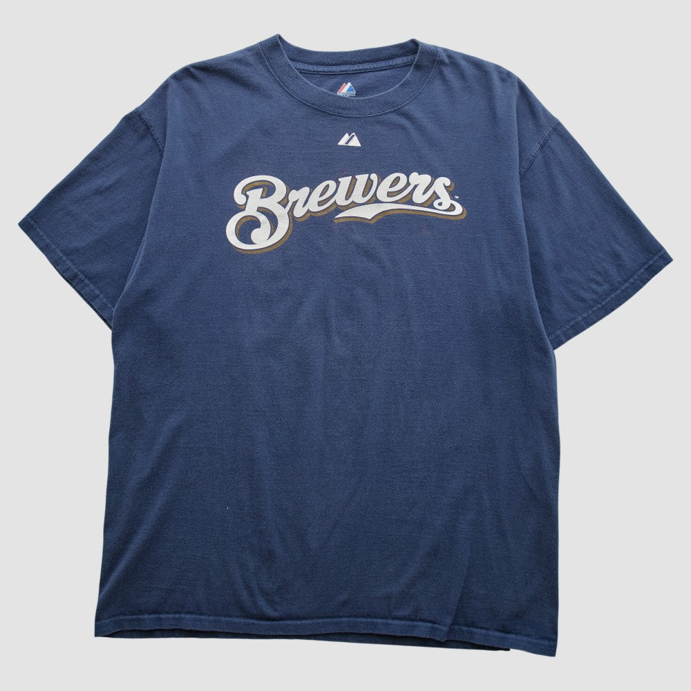 Milwaukee Brewers Majestic 2000s T-shirt - Navy - L by Fanatics Real Vintage T-shirts