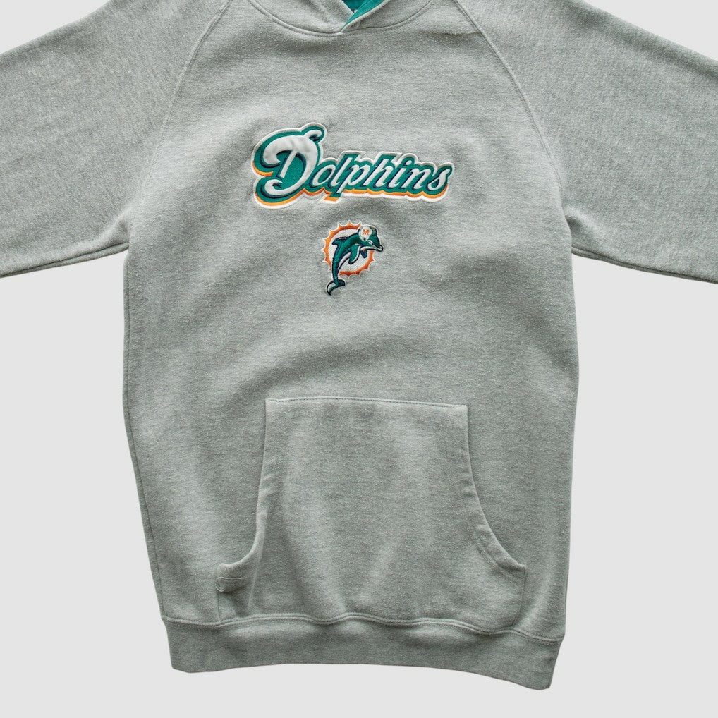 Miami Dolphins NFL 2000s Hooded Pullover Sweatshirt Heather Gray Vintage