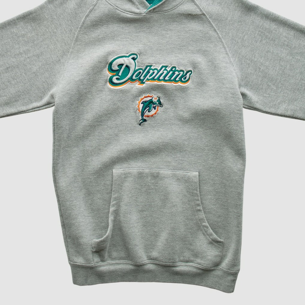 Miami Dolphins NFL 2000s Hooded Pullover Sweatshirt Heather Gray Vintage