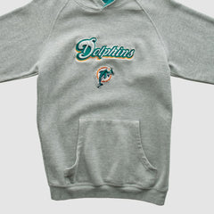 Miami Dolphins NFL 2000s Hooded Pullover Sweatshirt Heather Gray Vintage