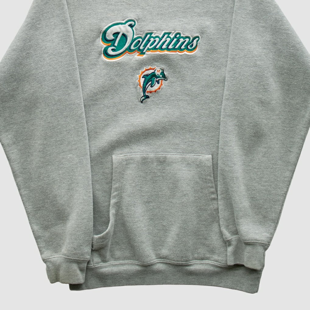 Miami Dolphins NFL 2000s Hooded Pullover Sweatshirt Heather Gray Vintage