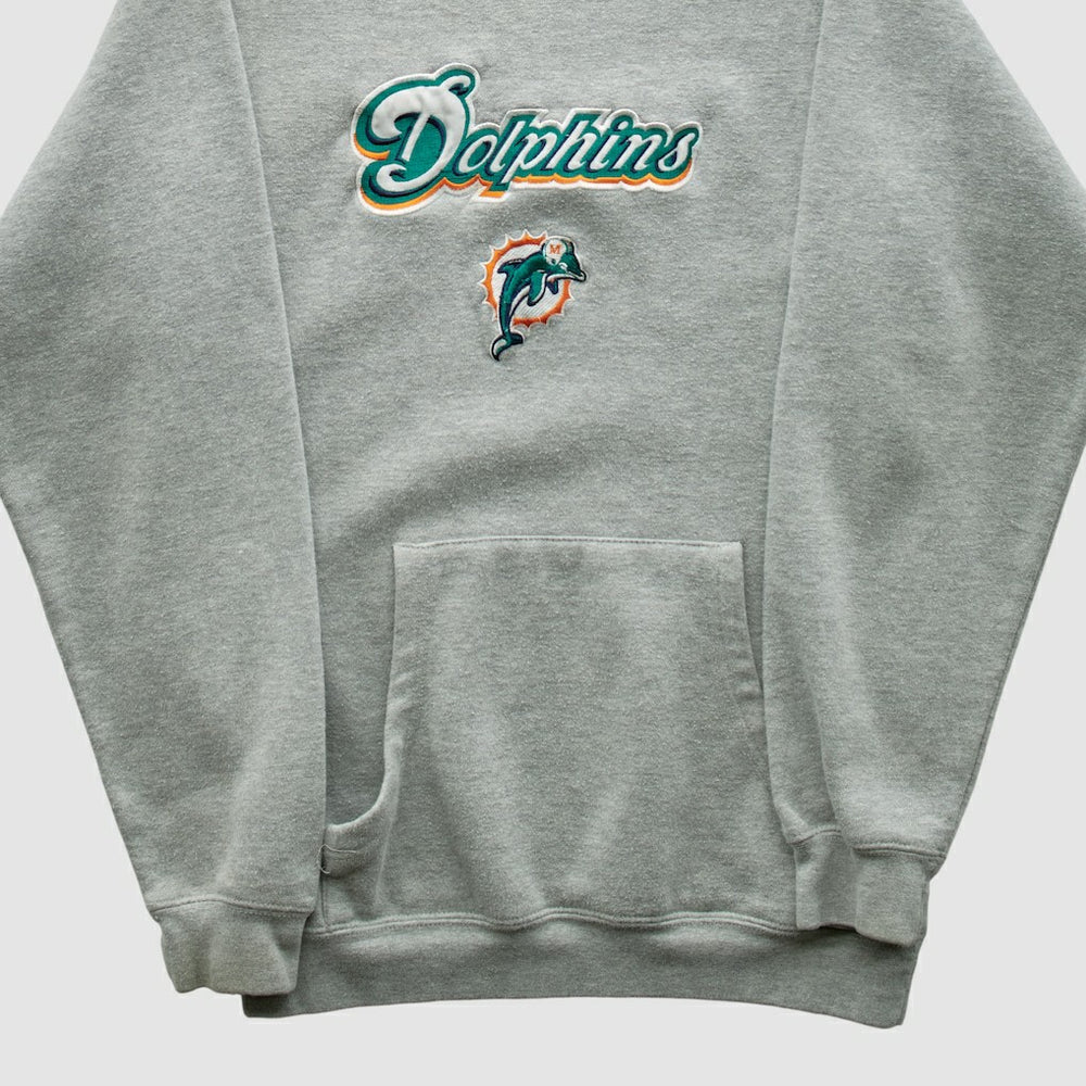 Miami Dolphins NFL 2000s Hooded Pullover Sweatshirt Heather Gray Vintage