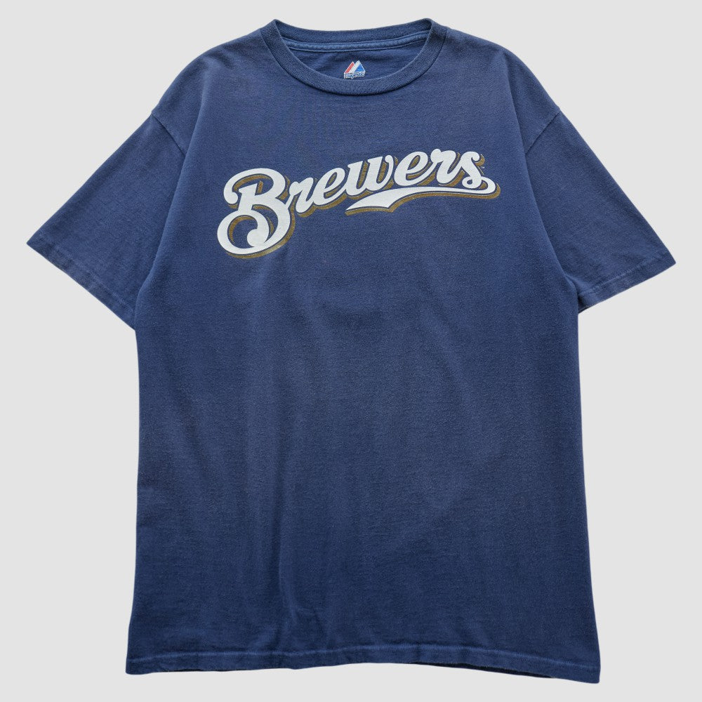 Milwaukee Brewers Majestic 2000s T-shirt - Navy - S by Fanatics Real Vintage T-shirts