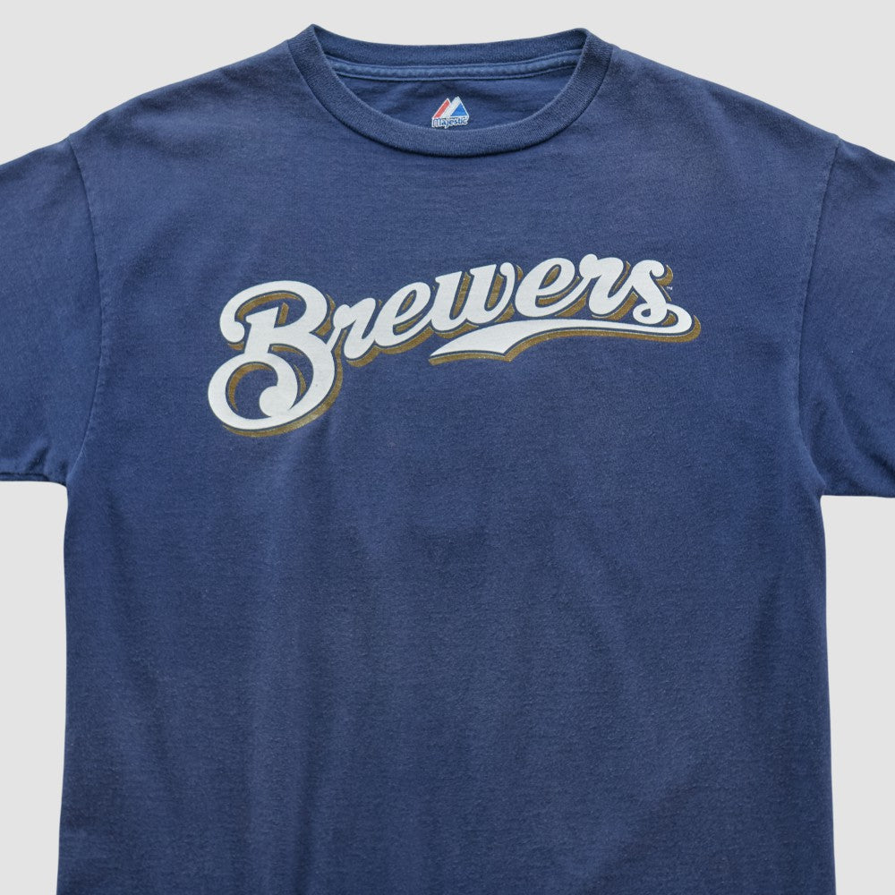 Milwaukee Brewers Majestic 2000s T-shirt - Navy - S by Fanatics Real Vintage T-shirts
