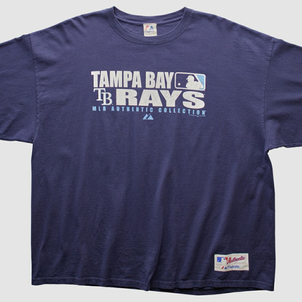 Tampa Bay Rays Majestic 2000s T-shirt - Navy - 3XL by Fanatics Real Vintage T-shirts