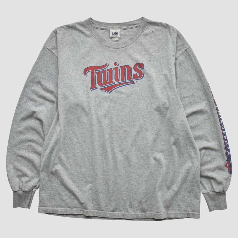 Minnesota Twins Lee Apparel 2000s Long Sleeve T-shirt - Heather Gray - M by Fanatics Real Vintage T-shirts