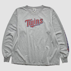 Minnesota Twins Lee Apparel 2000s Long Sleeve T-shirt - Heather Gray - M by Fanatics Real Vintage T-shirts