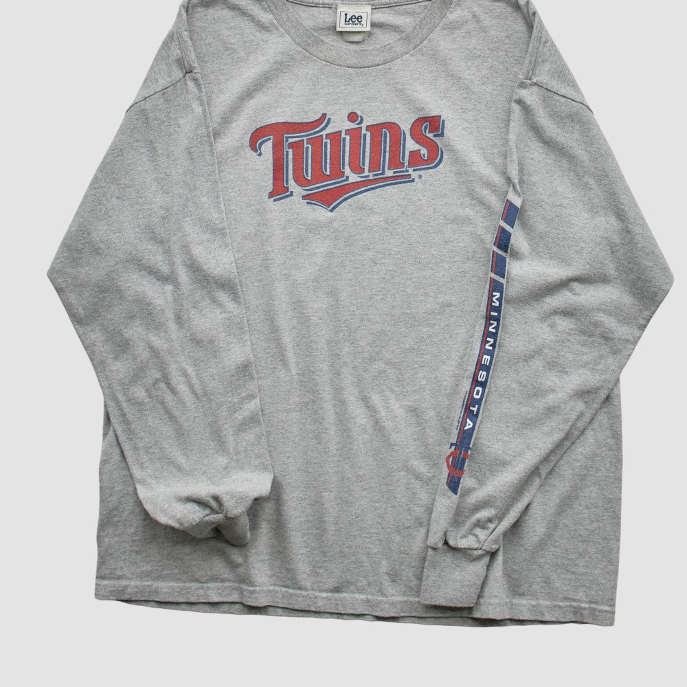 Minnesota Twins Lee Apparel 2000s Long Sleeve T-shirt - Heather Gray - M by Fanatics Real Vintage T-shirts