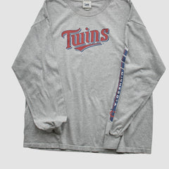 Minnesota Twins Lee Apparel 2000s Long Sleeve T-shirt - Heather Gray - M by Fanatics Real Vintage T-shirts