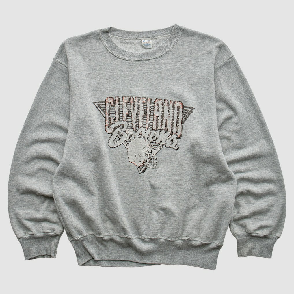 Cleveland Browns Champion 90s Pullover Sweatshirt Heather Gray Vintage