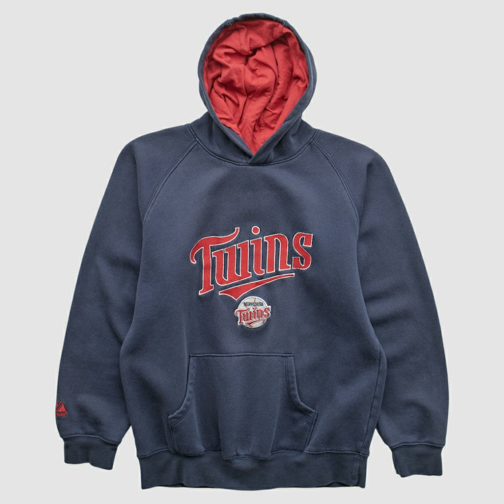 Minnesota Twins Majestic 2000s Hooded Pullover Sweatshirt - Navy - XXS by Fanatics Real Vintage Pullover