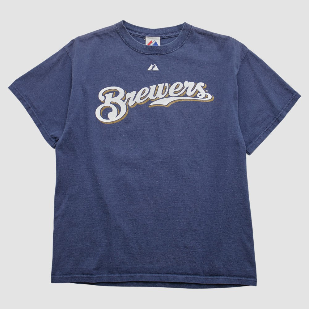 Milwaukee Brewers Majestic 2008 T-shirt - Navy - S by Fanatics Real Vintage T-shirts