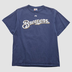 Milwaukee Brewers Majestic 2008 T-shirt - Navy - S by Fanatics Real Vintage T-shirts