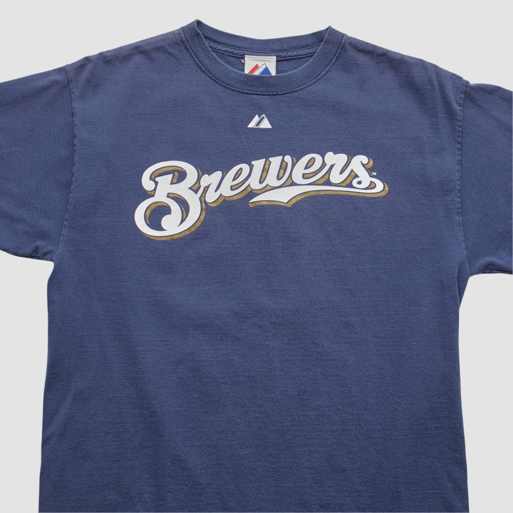 Milwaukee Brewers Majestic 2008 T-shirt - Navy - S by Fanatics Real Vintage T-shirts