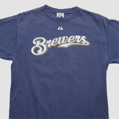 Milwaukee Brewers Majestic 2008 T-shirt - Navy - S by Fanatics Real Vintage T-shirts