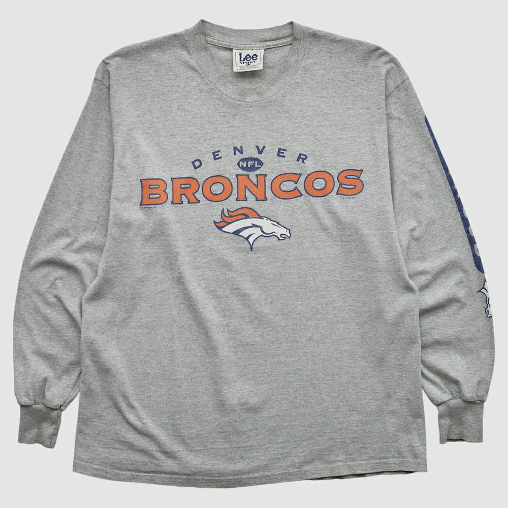 Denver Broncos Lee Apparel 2000s Long Sleeve T-shirt Heather Gray Vintage