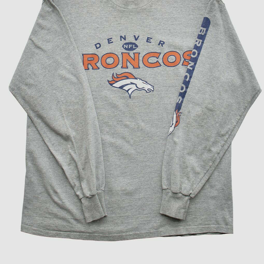 Denver Broncos Lee Apparel 2000s Long Sleeve T-shirt Heather Gray Vintage