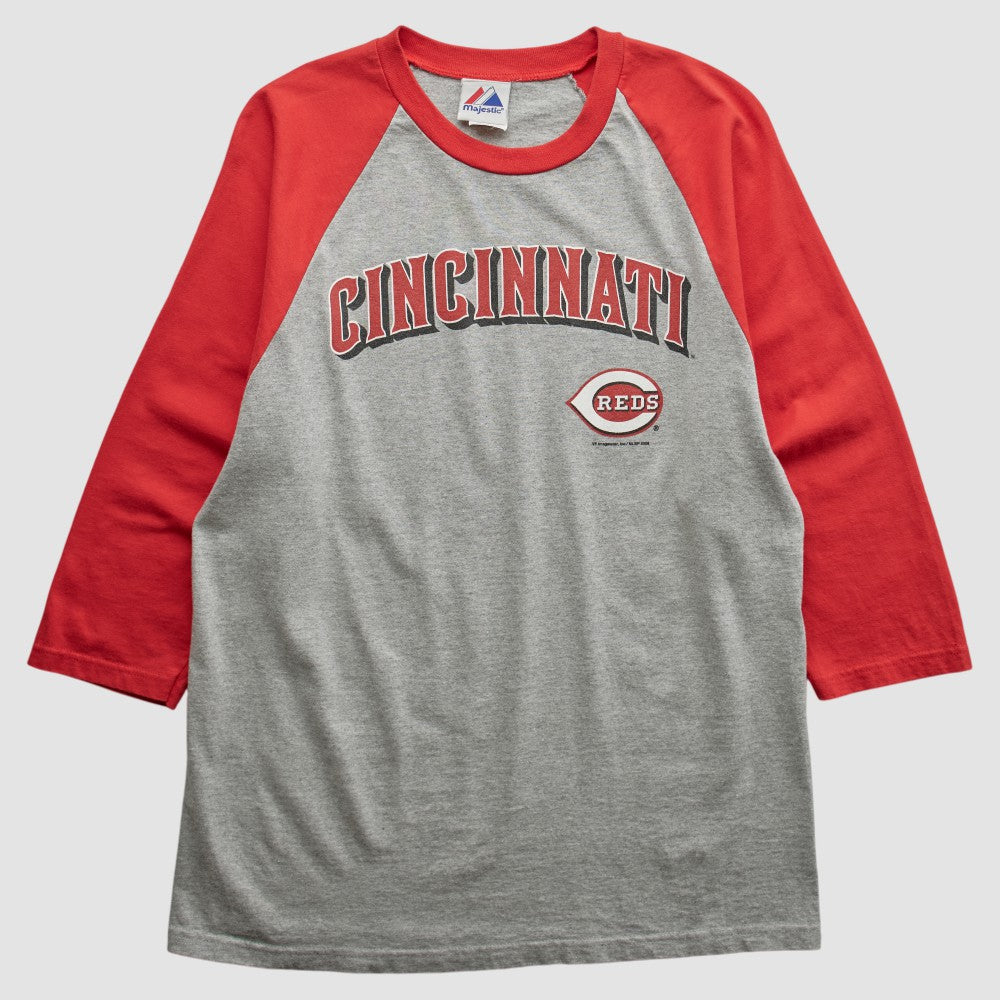 Cincinnati Reds Majestic 2000s T-shirt - Heather Gray - M by Fanatics Real Vintage T-shirts