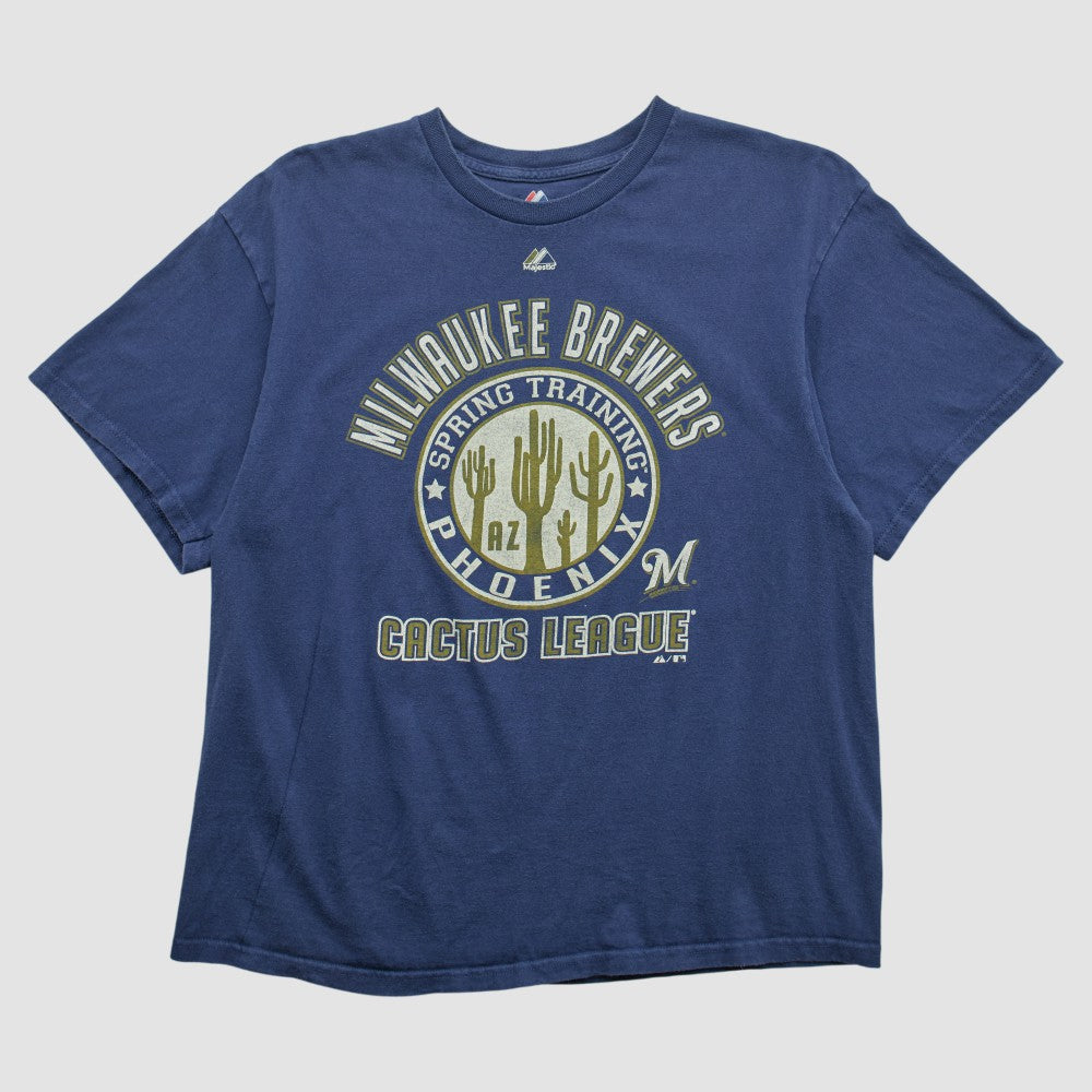 Milwaukee Brewers Majestic 2000s T-shirt - Navy - S by Fanatics Real Vintage T-shirts