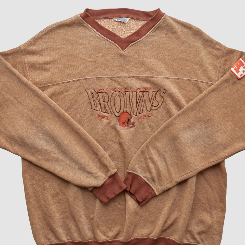Cleveland Browns CRABLE SPORTSWEAR 90s Pullover Sweatshirt Tan Vintage