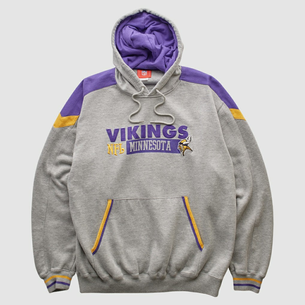Minnesota Vikings NFL 2000s Hooded Pullover Sweatshirt Heather Gray Vintage
