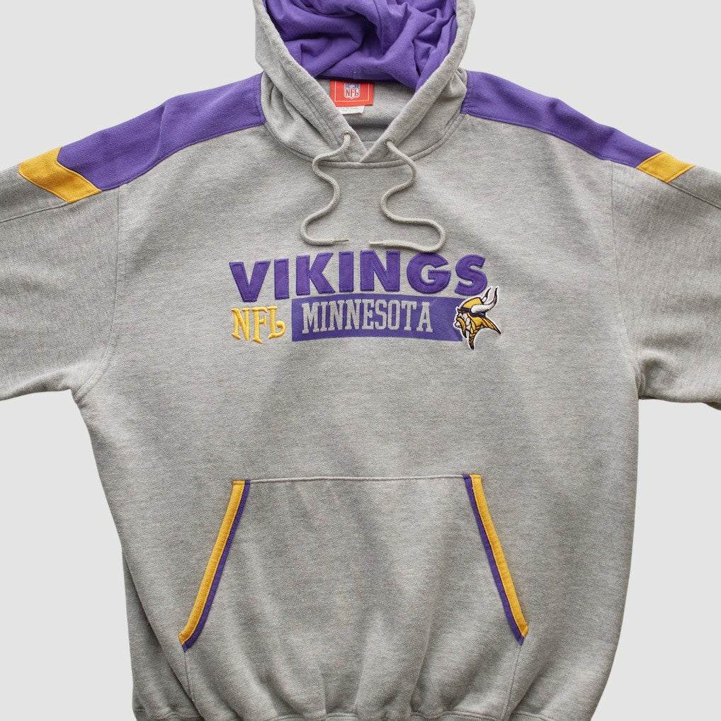 Minnesota Vikings NFL 2000s Hooded Pullover Sweatshirt Heather Gray Vintage
