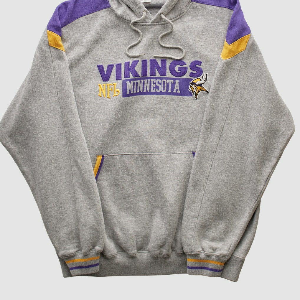 Minnesota Vikings NFL 2000s Hooded Pullover Sweatshirt Heather Gray Vintage