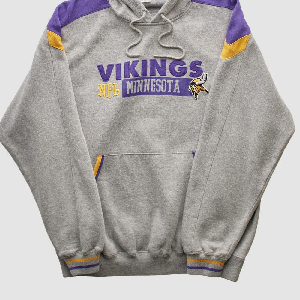 Minnesota Vikings NFL 2000s Hooded Pullover Sweatshirt Heather Gray Vintage