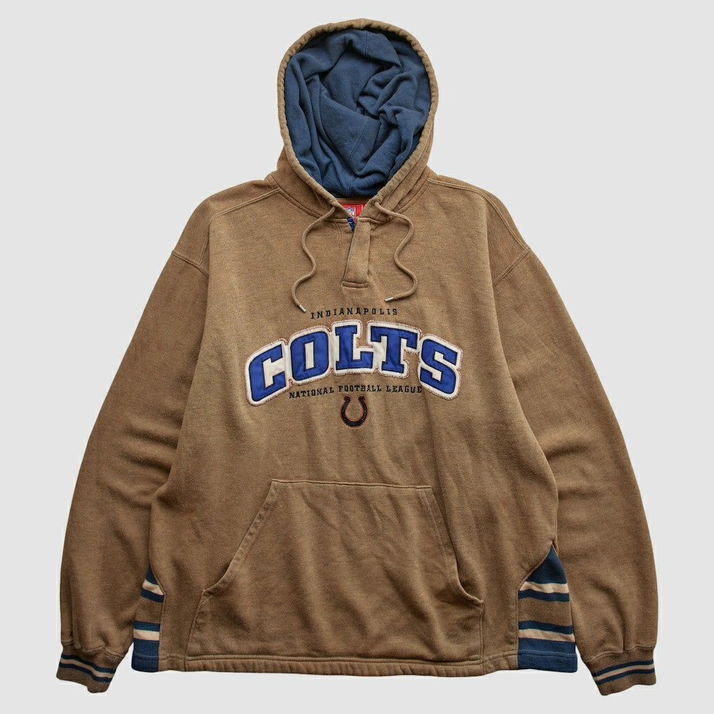 Indianapolis Colts NFL 2000s Hooded Pullover Sweatshirt Tan Vintage