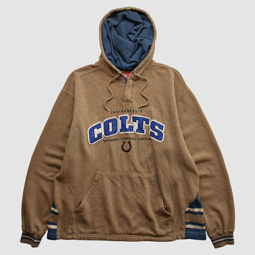 Indianapolis Colts NFL 2000s Hooded Pullover Sweatshirt Tan Vintage