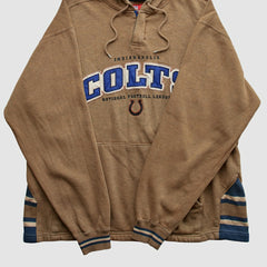 Indianapolis Colts NFL 2000s Hooded Pullover Sweatshirt Tan Vintage