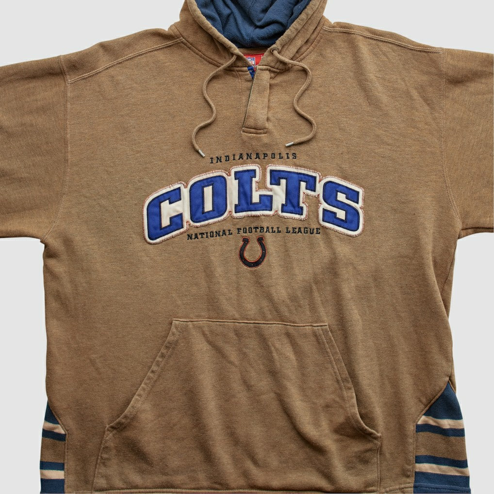 Indianapolis Colts NFL 2000s Hooded Pullover Sweatshirt Tan Vintage