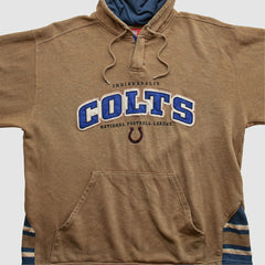 Indianapolis Colts NFL 2000s Hooded Pullover Sweatshirt Tan Vintage