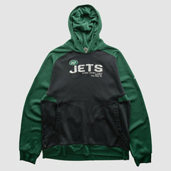 New York Jets Reebok 2010s Hooded Pullover Sweatshirt Black Vintage