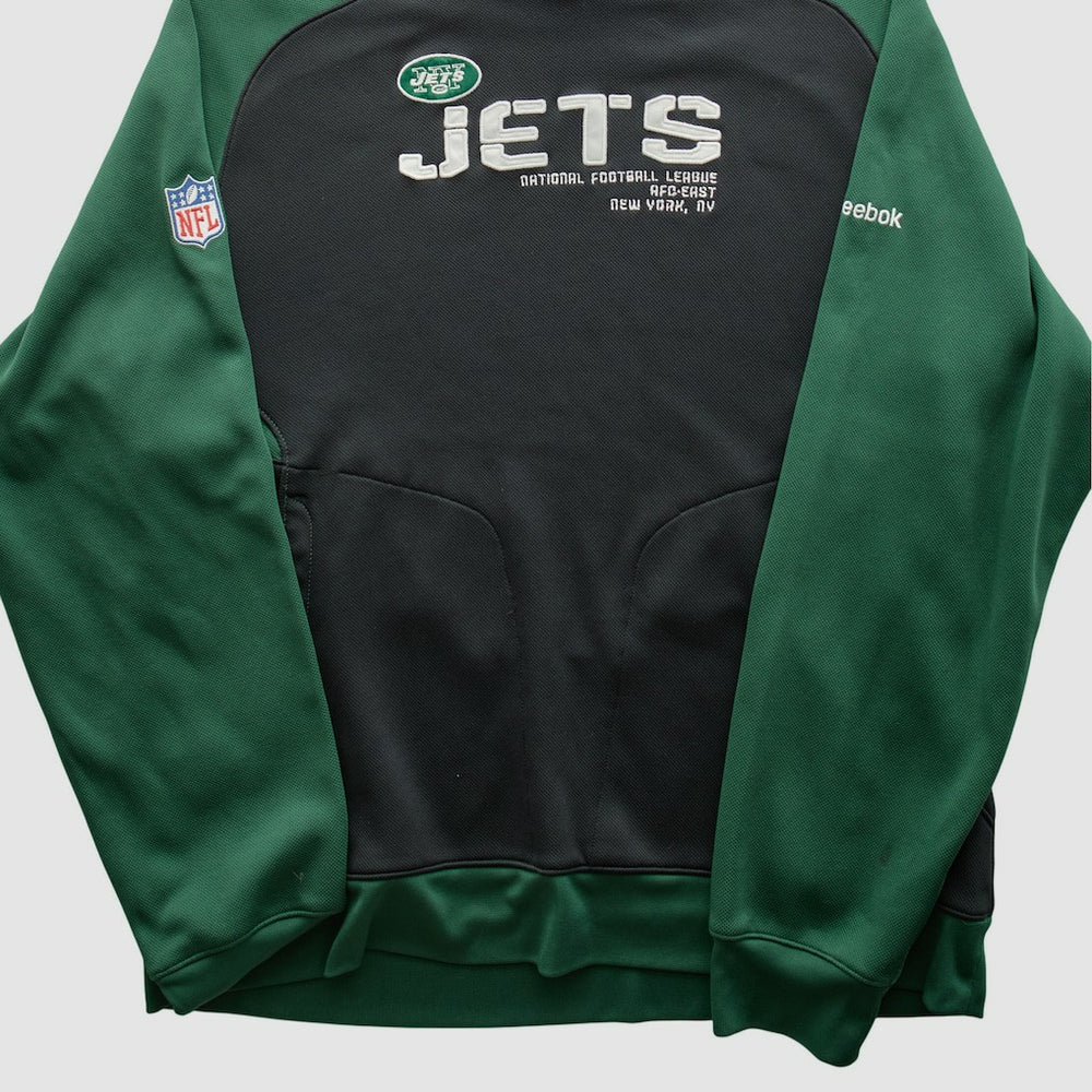 New York Jets Reebok 2010s Hooded Pullover Sweatshirt Black Vintage
