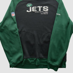 New York Jets Reebok 2010s Hooded Pullover Sweatshirt Black Vintage