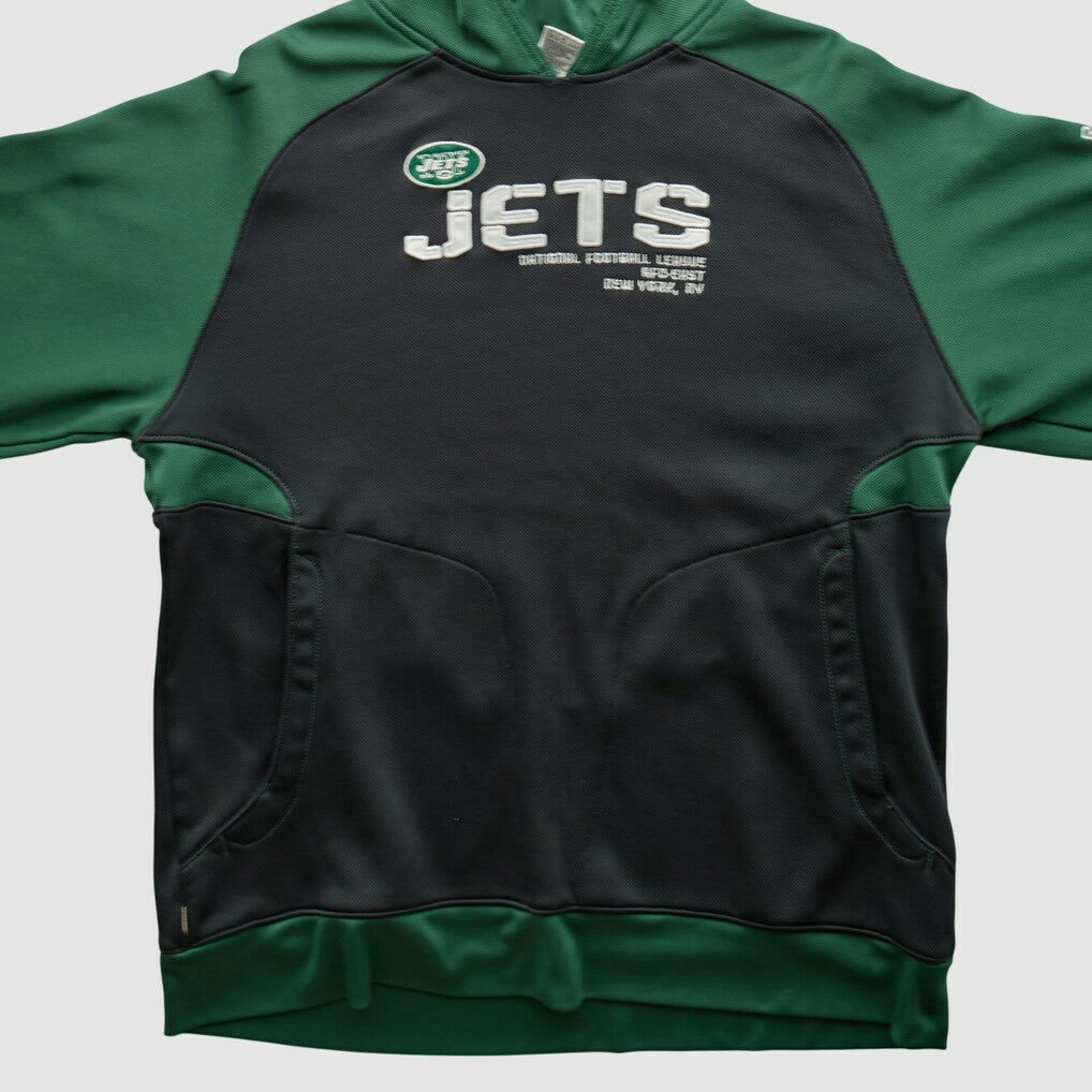 New York Jets Reebok 2010s Hooded Pullover Sweatshirt Black Vintage