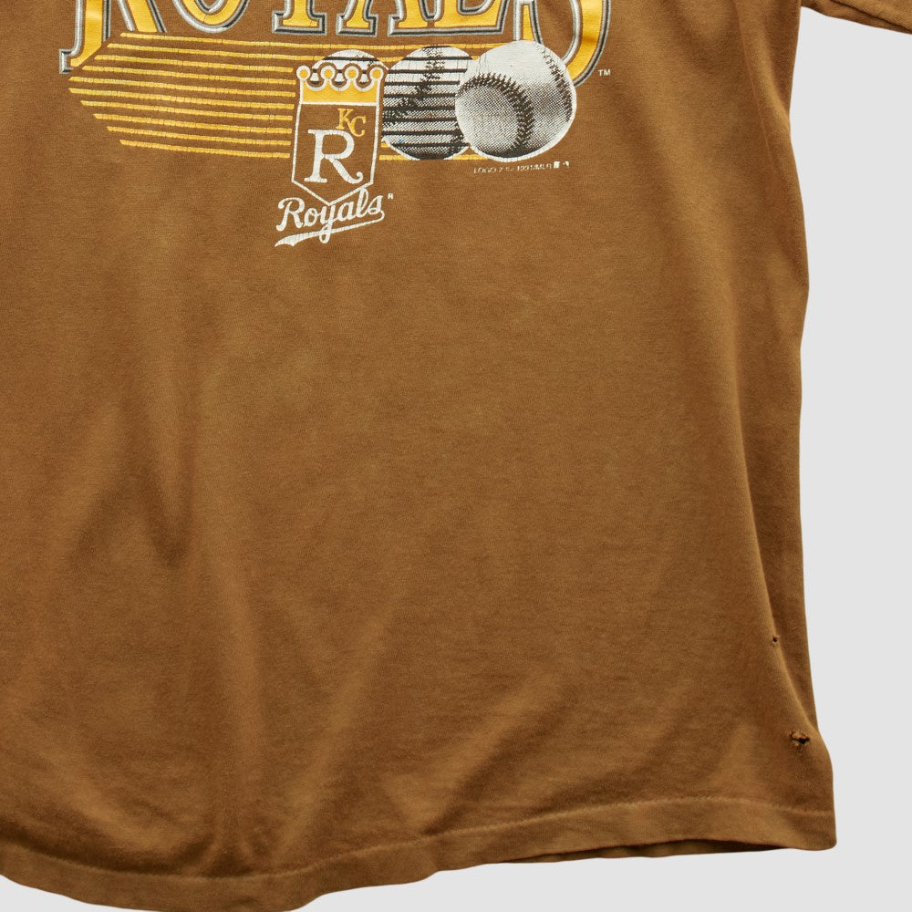 Kansas City Royals Logo 7 90s T-shirt - Brown - XS by Fanatics Real Vintage T-shirts