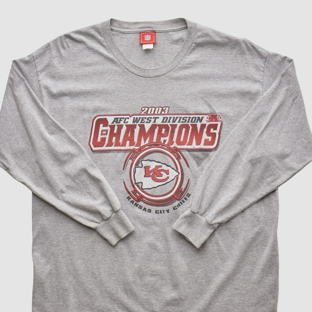 Kansas City Chiefs NFL 2003 Long Sleeve T-shirt Heather Gray Vintage